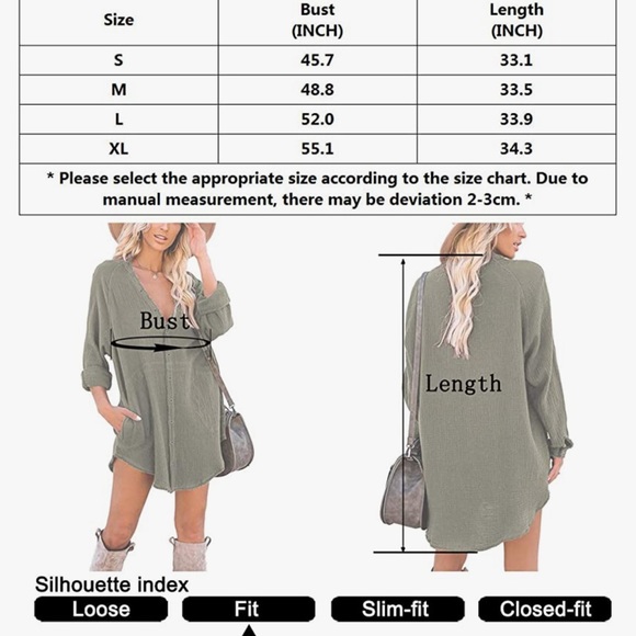 Long sleeves button down oversized tunic dress - Picture 4 of 7